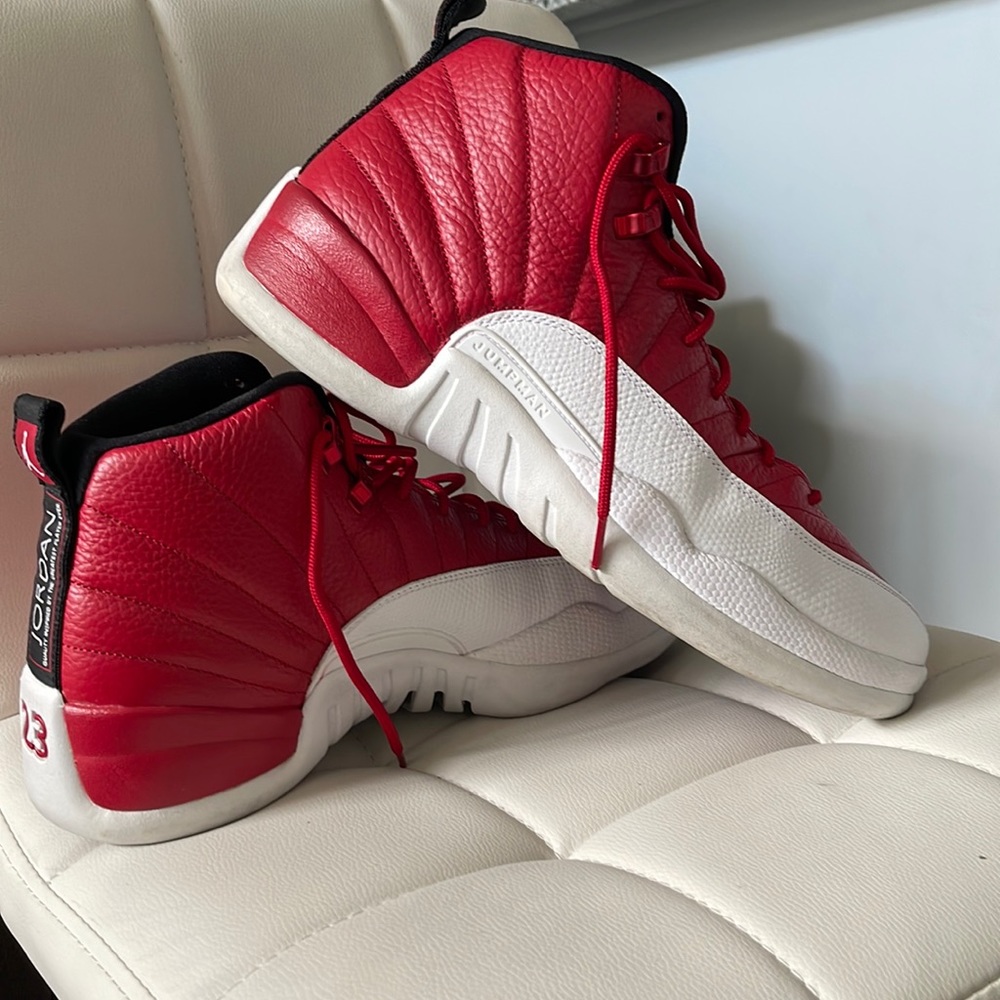 Jordan 12’s red and white.